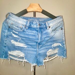 American Eagle Outfitters Light Blue Ripped Jean Shorts